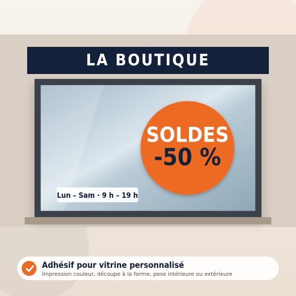 Adhésif pour vitrine personnalisé – illustration Je Pose Mon Enseigne