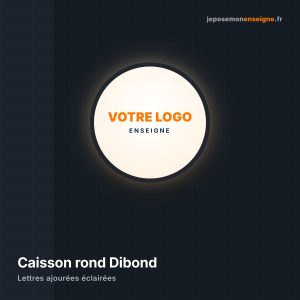 Caisson lumineux rond en Dibond ajouré