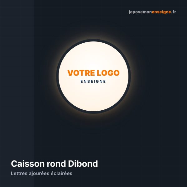 Caisson lumineux rond en Dibond ajouré