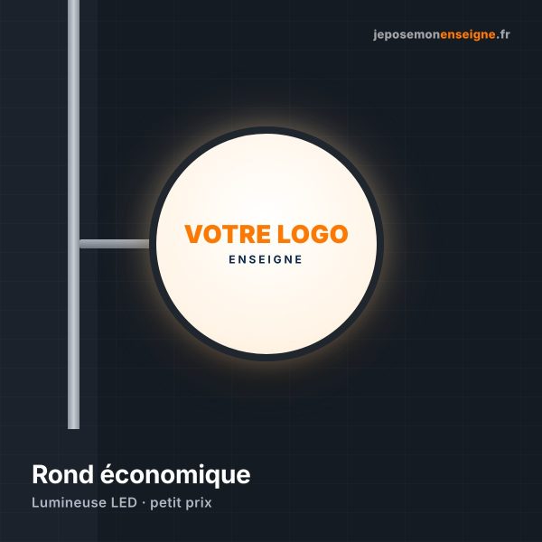Enseigne drapeau ronde lumineuse économique
