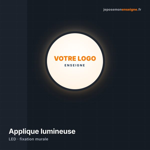 Enseigne lumineuse ronde en applique murale