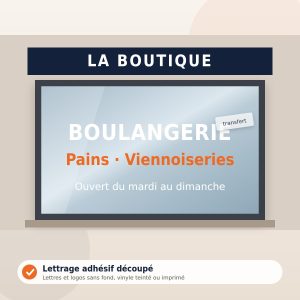 Lettrage adhésif découpé – illustration Je Pose Mon Enseigne