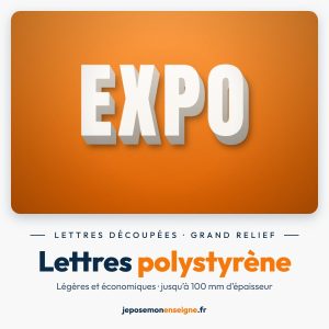 Lettres épaisses en polystyrène blanc sur mur orange — jeposemonenseigne.fr