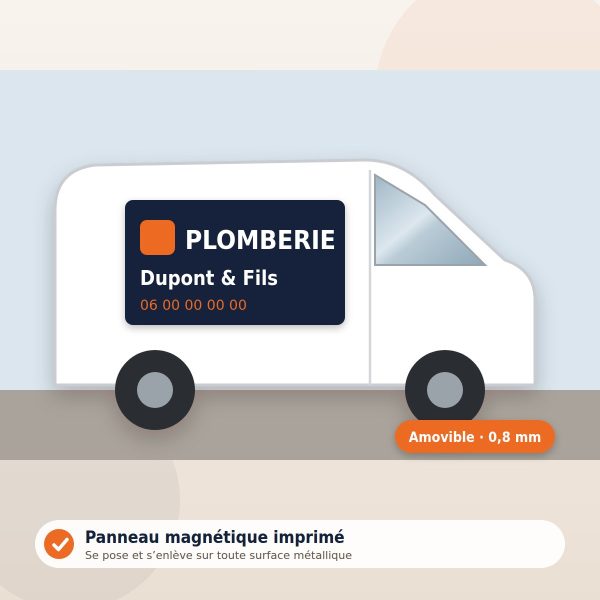 Panneau magnétique imprimé – illustration Je Pose Mon Enseigne