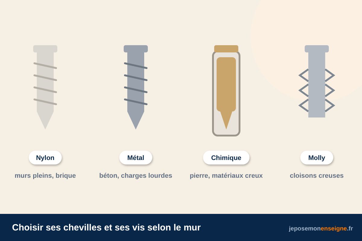 Choisir ses chevilles et ses vis selon le mur