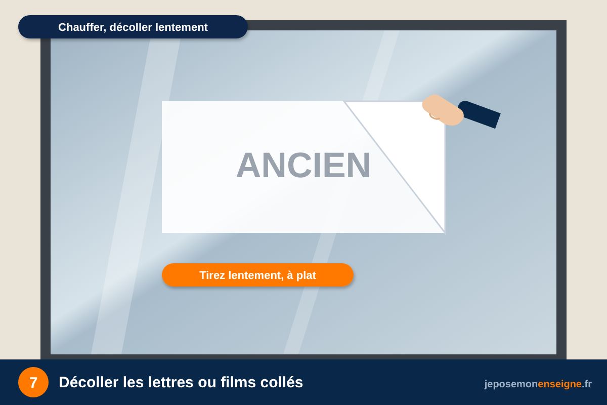 Décoller les lettres ou films collés – Démonter une enseigne sans abîmer la façade