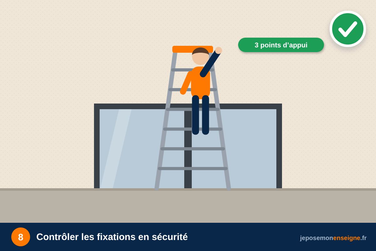 Contrôler les fixations en sécurité – Faire durer une enseigne extérieure : UV, pluie, vent