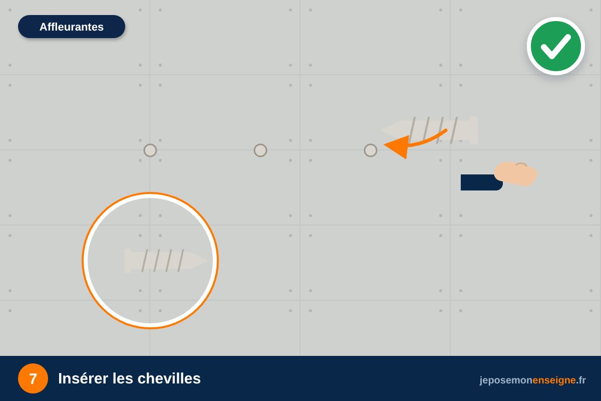 Insérer les chevilles – Fixer un panneau Dibond sur entretoises