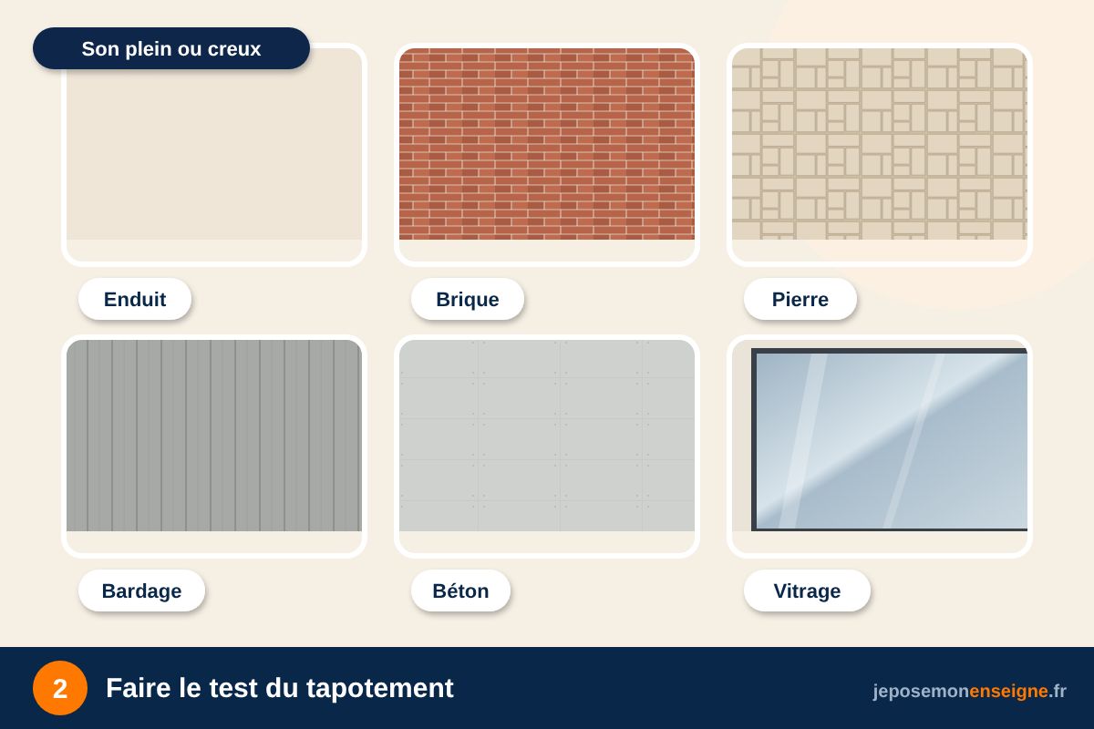 Faire le test du tapotement – Identifier son support : enduit, brique, pierre, bardage, vitrage, tôle