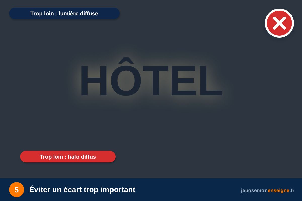 Éviter un écart trop important – Lettres rétroéclairées : réussir l’effet halo