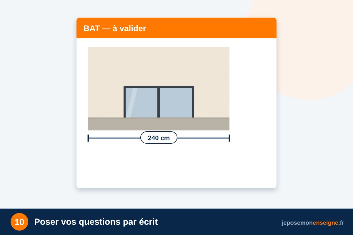 Poser vos questions par écrit – Lire et valider son BAT d’enseigne