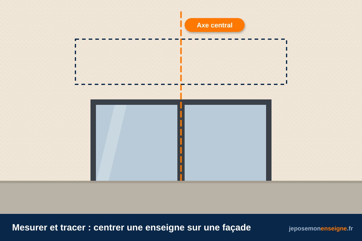 Mesurer et tracer : centrer une enseigne sur une façade