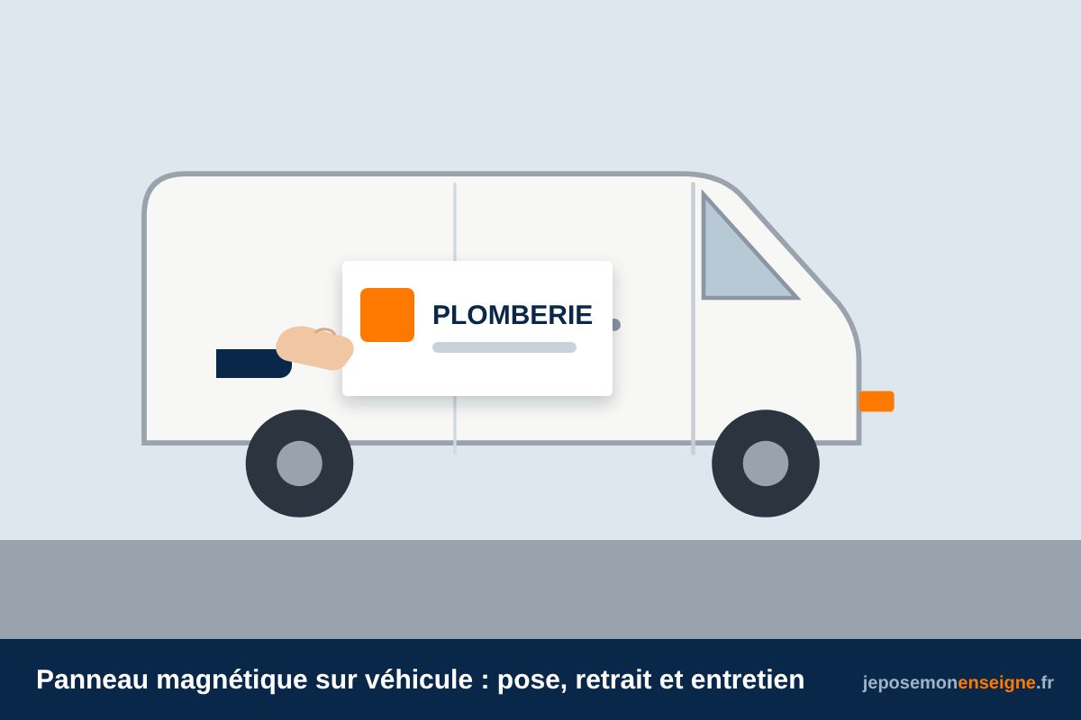 Panneau magnétique sur véhicule : pose, retrait et entretien