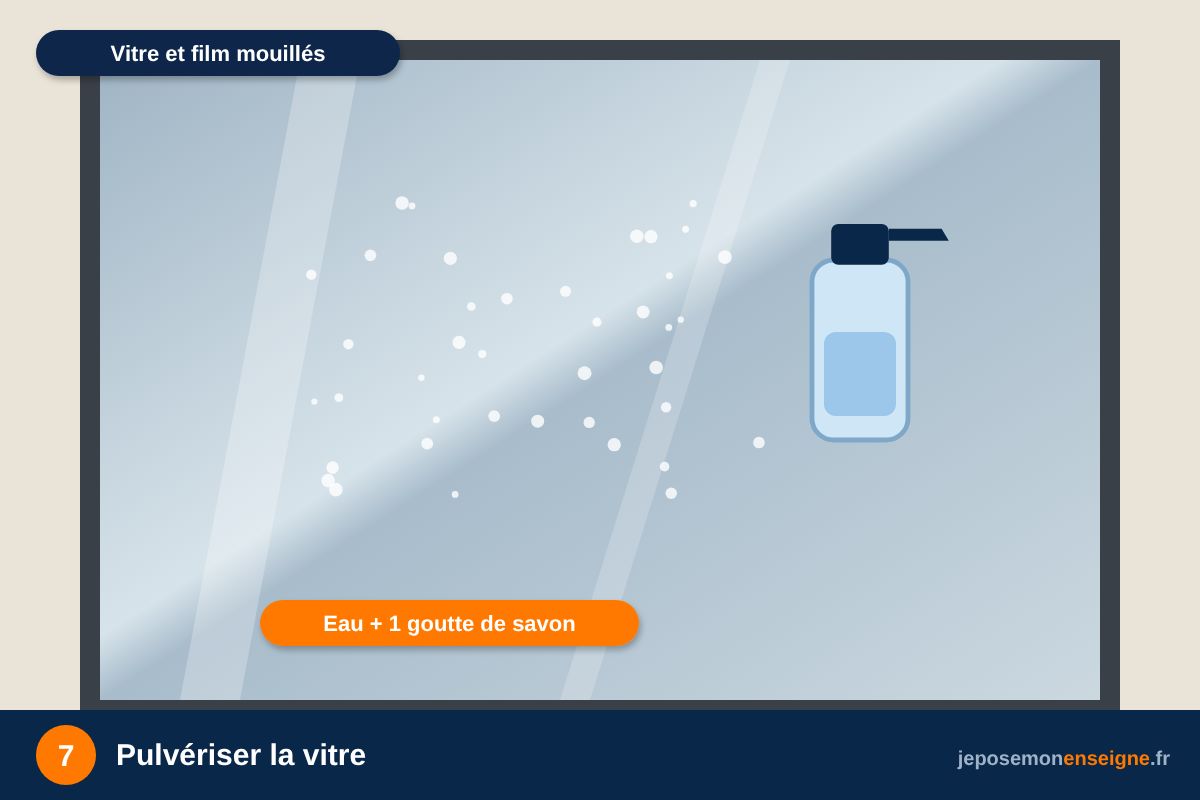 Pulvériser la vitre – Pose humide : la méthode pour poser un adhésif sur grande surface