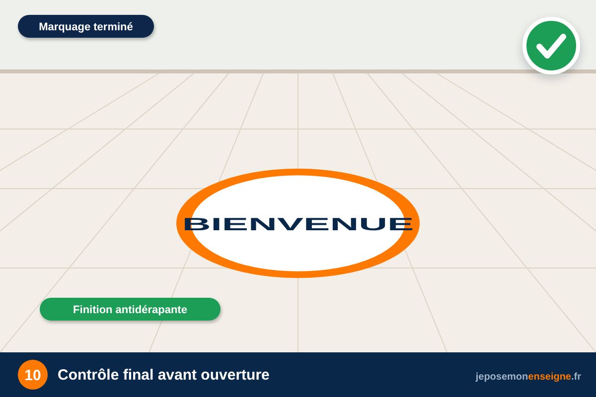 Contrôle final avant ouverture – Comment poser un adhésif de sol antidérapant