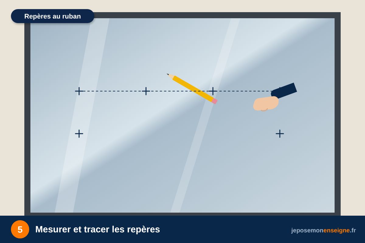 Mesurer et tracer les repères – Comment poser un adhésif vitrine à sec