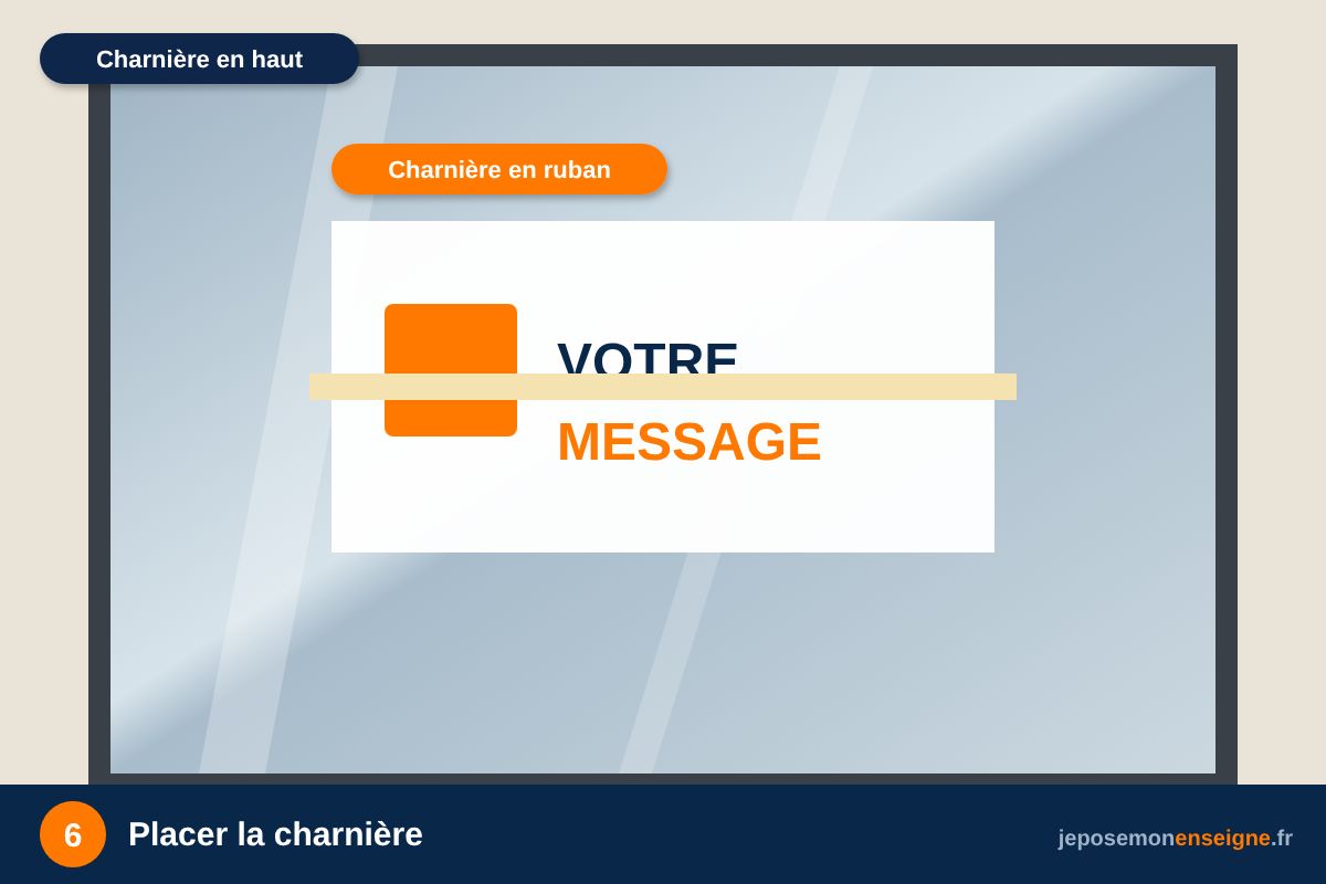 Placer la charnière – Comment poser un adhésif vitrine à sec