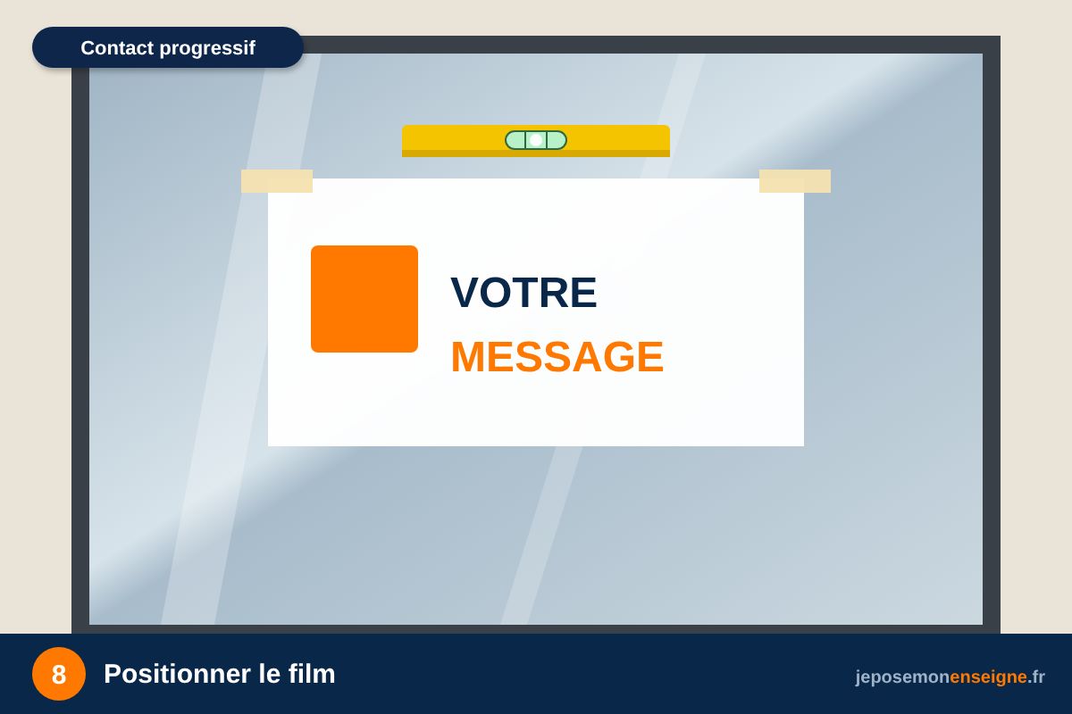 Positionner le film – Comment poser un adhésif vitrine à sec
