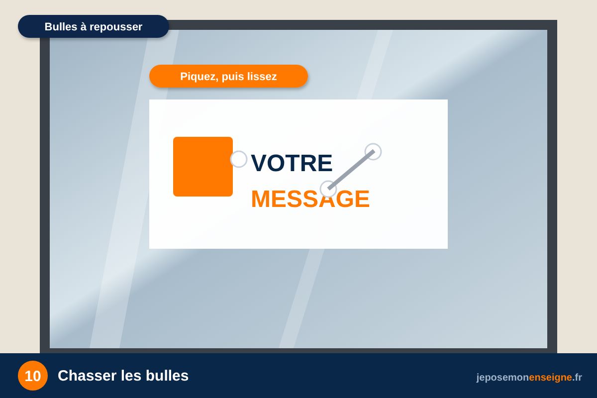 Chasser les bulles – Comment poser un adhésif vitrine à sec