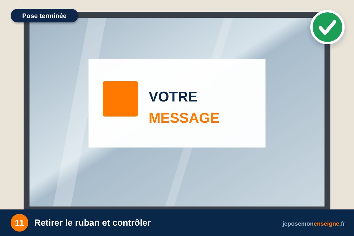 Retirer le ruban et contrôler – Comment poser un adhésif vitrine à sec