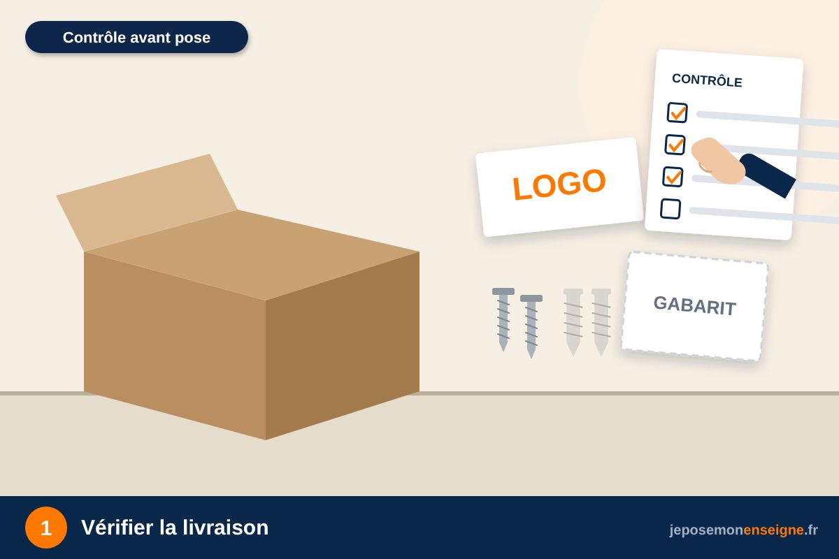 Vérifier la livraison – Poser une enseigne drapeau : fixer la potence