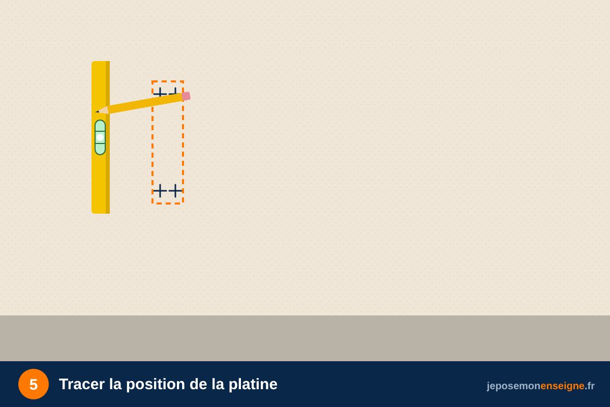 Tracer la position de la platine – Poser une enseigne drapeau : fixer la potence