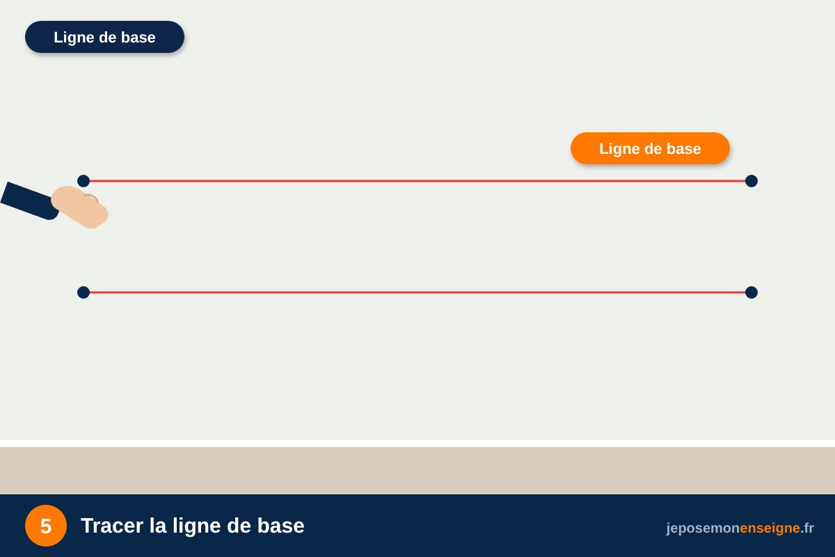 Tracer la ligne de base – Comment poser des lettres bois et polystyrène en intérieur