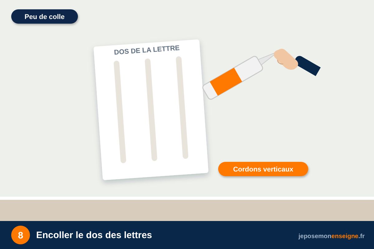 Encoller le dos des lettres – Comment poser des lettres bois et polystyrène en intérieur