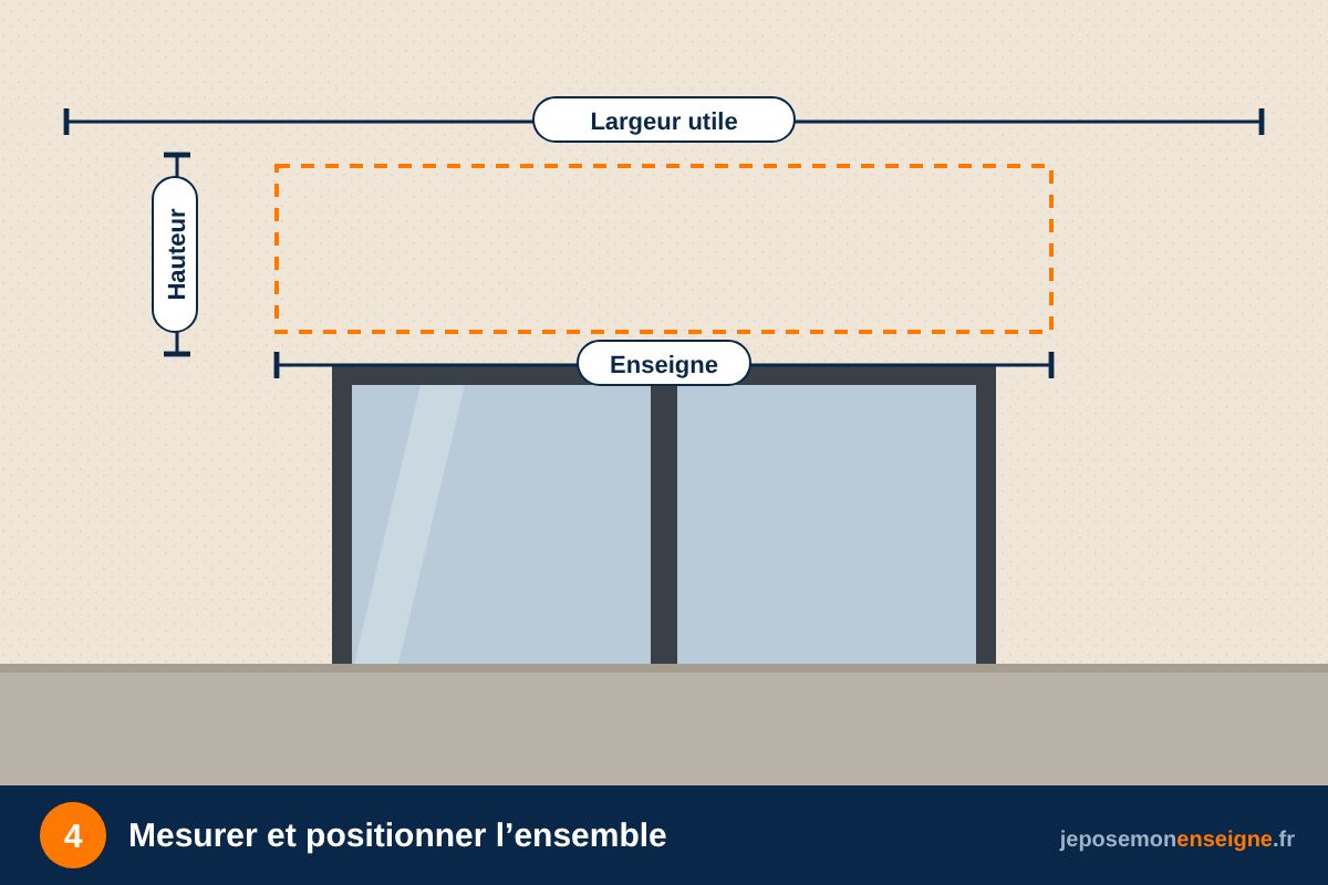 Mesurer et positionner l’ensemble – Comment poser des lettres boîtiers lumineuses