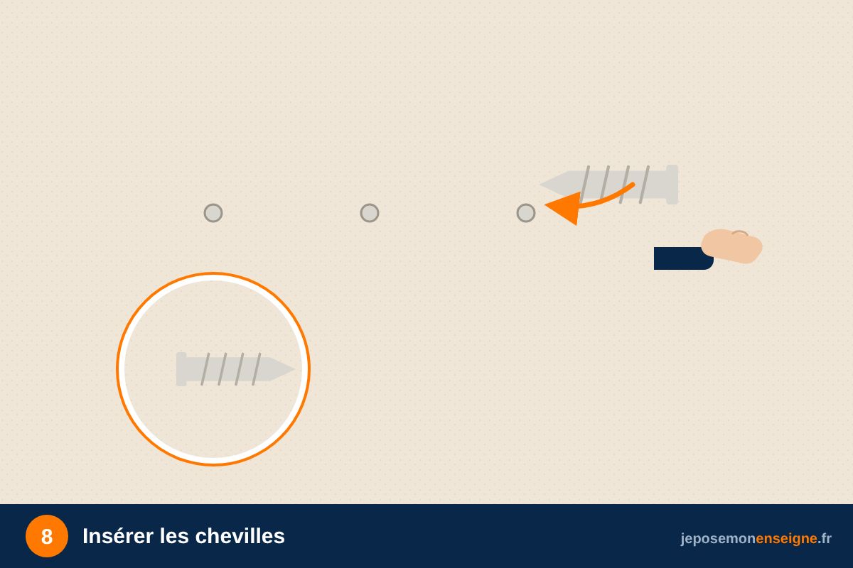 Insérer les chevilles – Comment poser des lettres boîtiers lumineuses