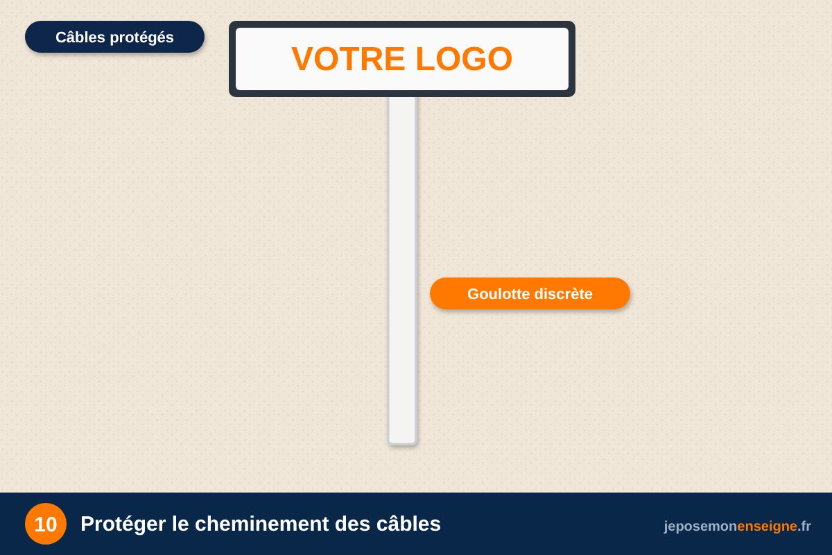 Protéger le cheminement des câbles – Comment poser des lettres boîtiers lumineuses