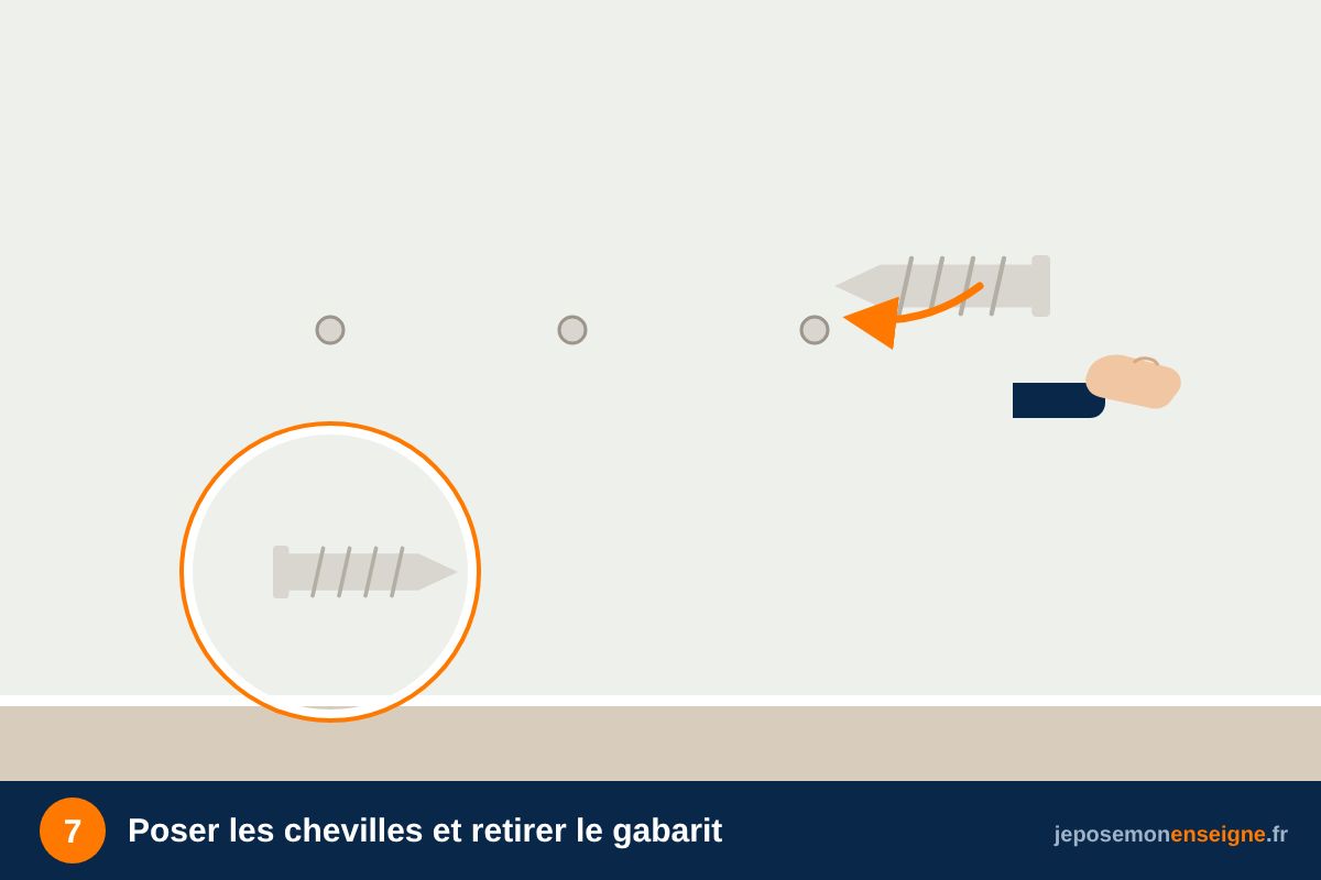 Poser les chevilles et retirer le gabarit – Lettres Plexiglas et miroir : poser sans traces ni fissures