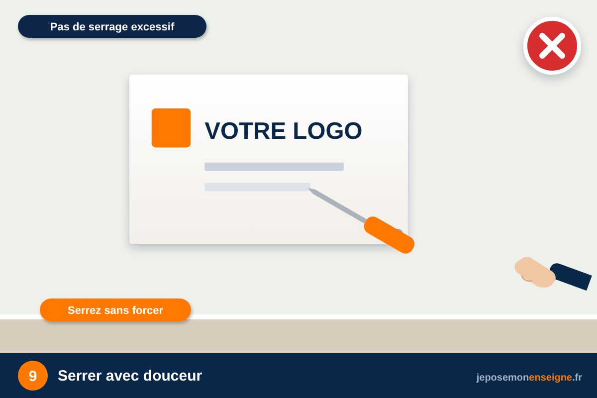 Serrer avec douceur – Lettres Plexiglas et miroir : poser sans traces ni fissures