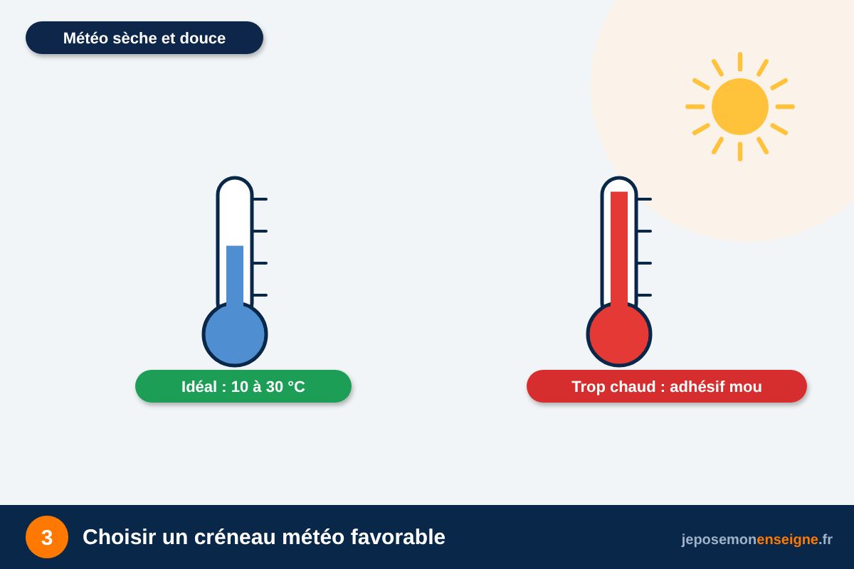 Choisir un créneau météo favorable – Comment poser des lettres PVC collées sur une façade