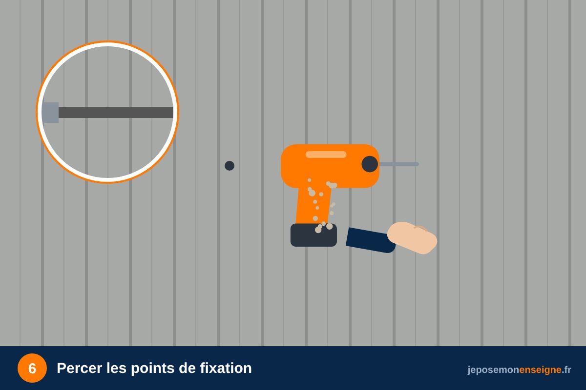 Percer les points de fixation – Comment poser une enseigne en lettres sur rail