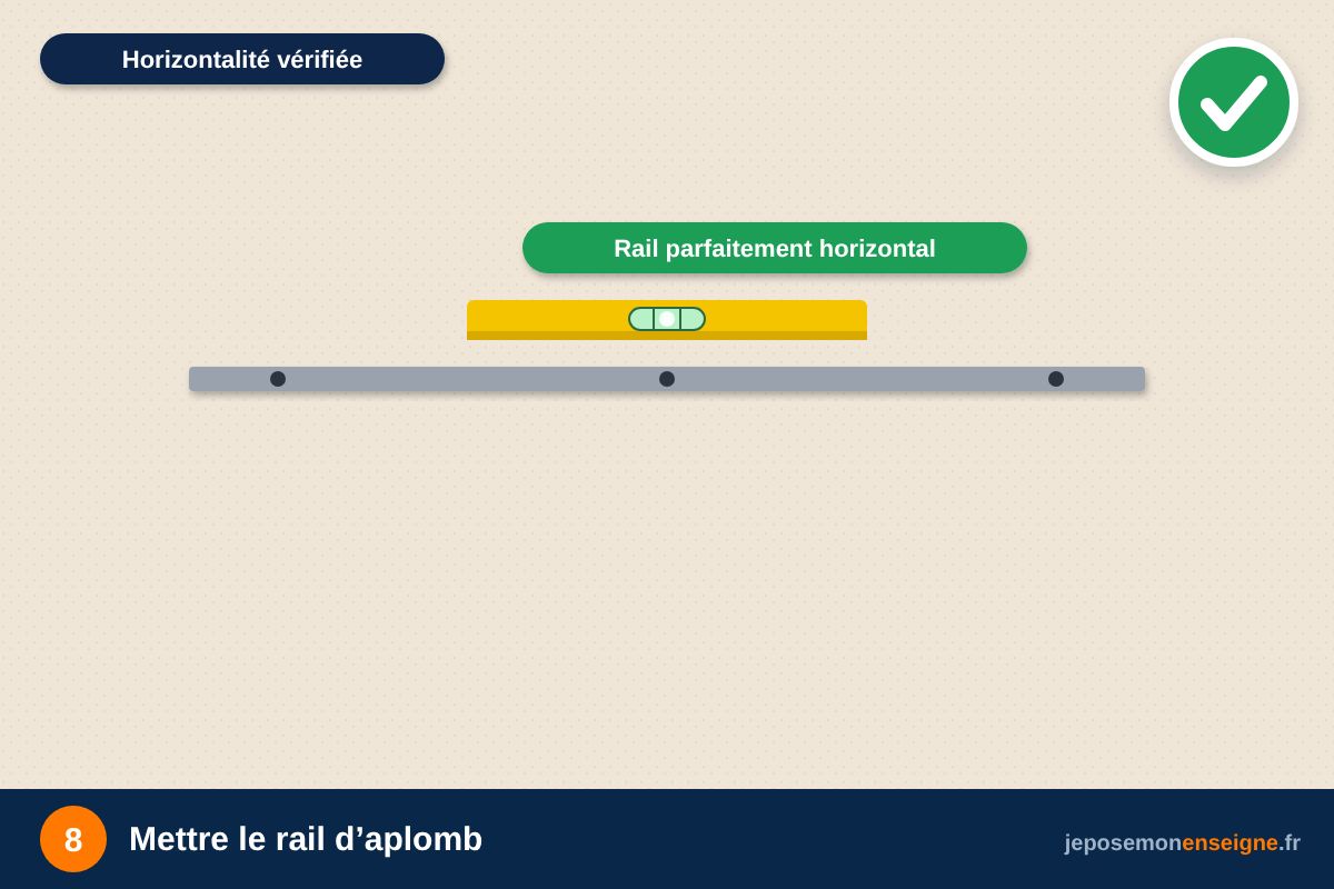 Mettre le rail d’aplomb – Comment poser une enseigne en lettres sur rail