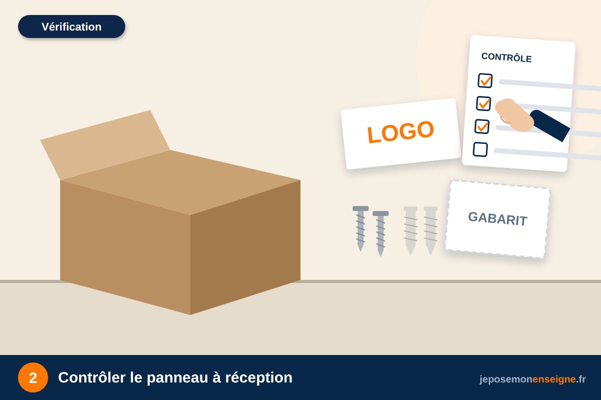 Contrôler le panneau à réception – Comment poser un panneau Akylux sur piquet ou sur grillage