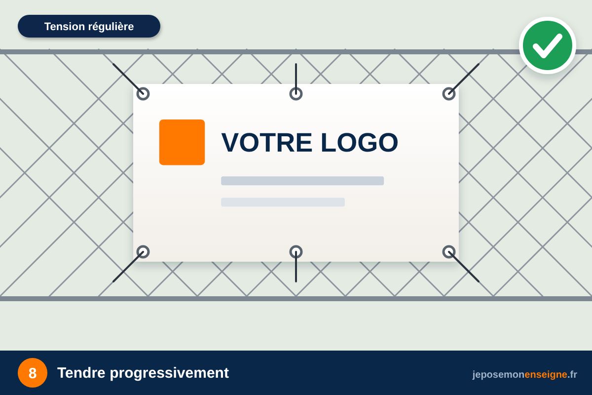 Tendre progressivement – Comment poser un panneau PVC souple avec œillets