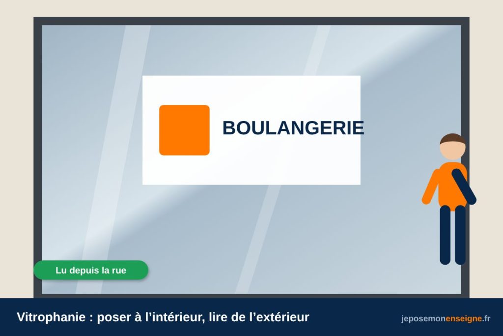 Vitrophanie : poser à l’intérieur, lire de l’extérieur