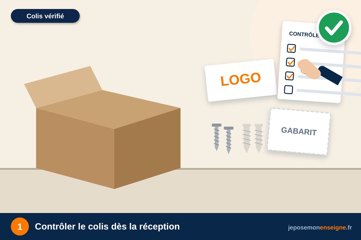 Contrôler le colis dès la réception – Préparer la pose de son enseigne : outils et matériel