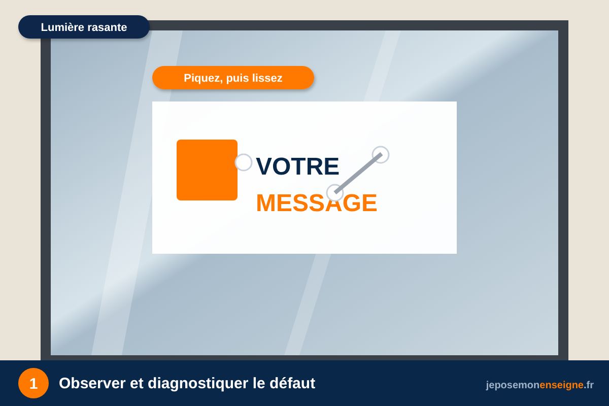 Observer et diagnostiquer le défaut – Bulles, plis, poussière : rattraper une pose d’adhésif